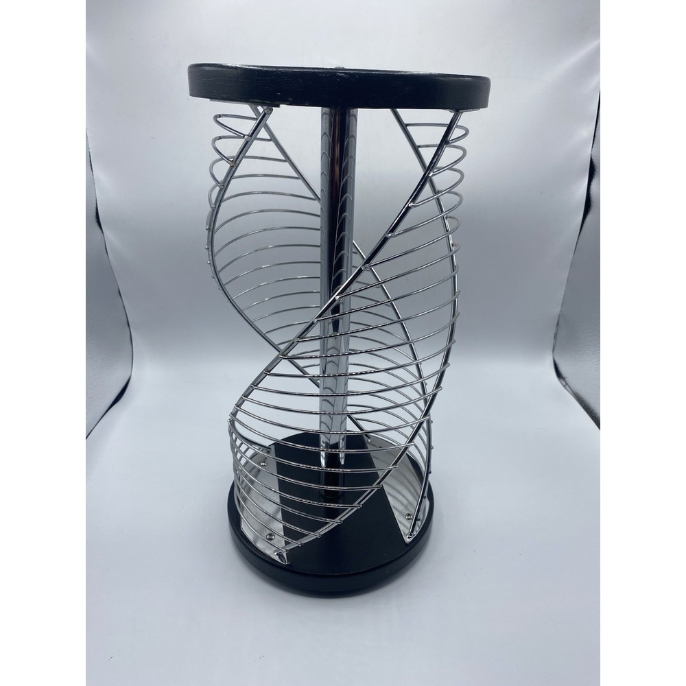 Vintage Spinning Spiral Wire CD Storage Tower-Y2K-DNA Twist-Holds 42 CDs